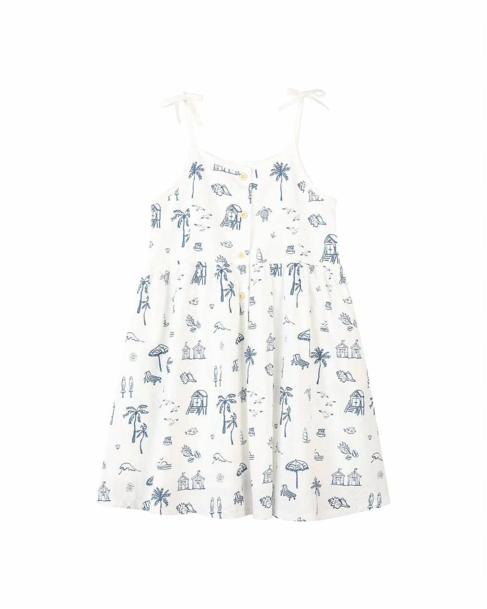 NEW VIGNETTE girls marina dress in navy beach scene